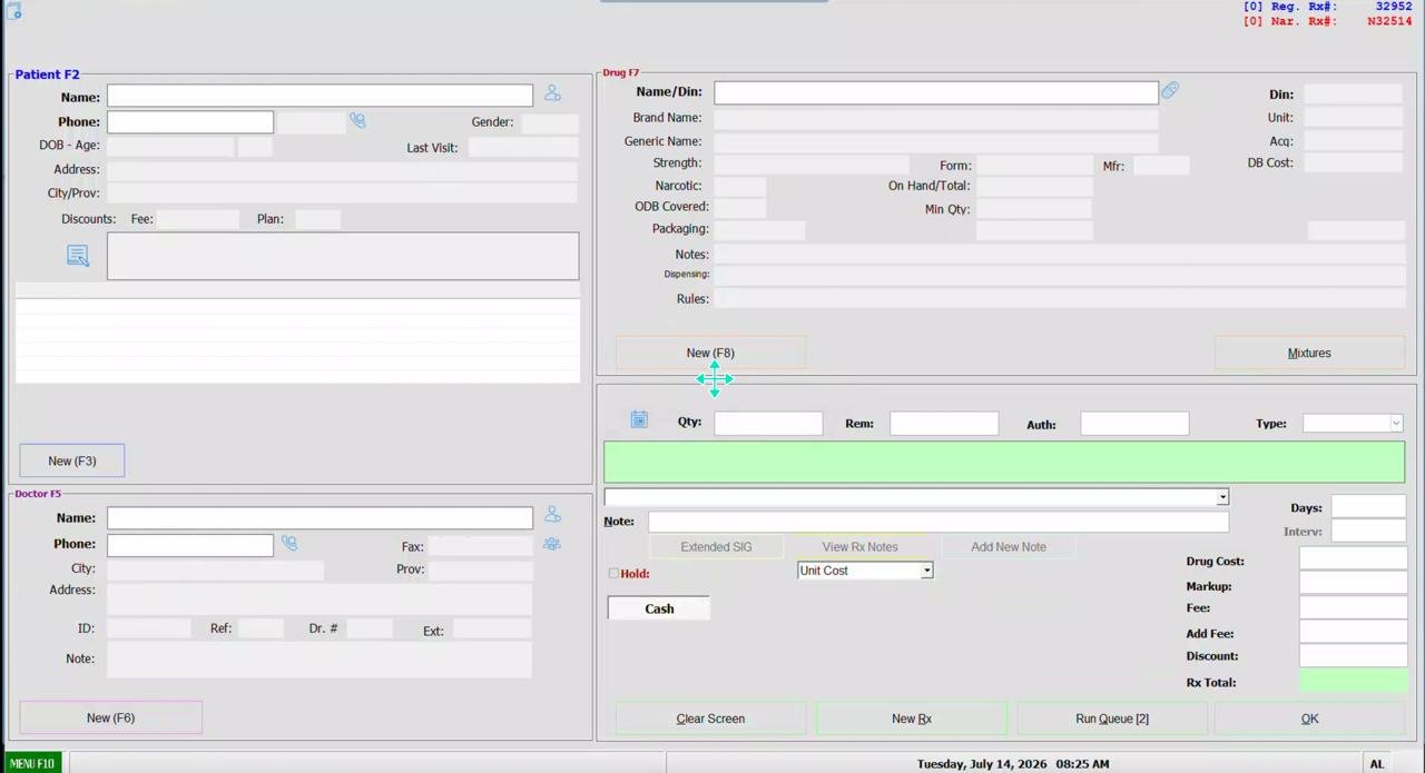 Fillware pharmacy software workstation used in Canadian pharmacy assistant training